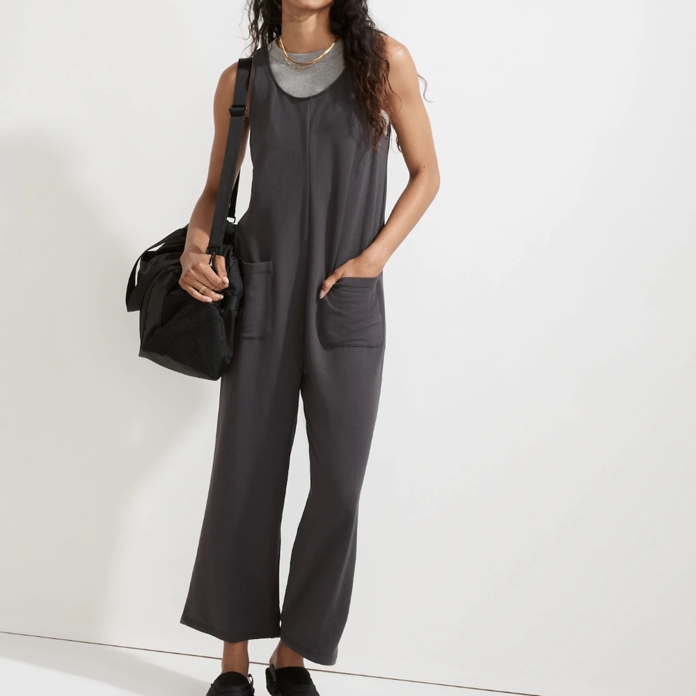Madewell Superbrushed Pull-On Jumpsuit Black Coal Medium